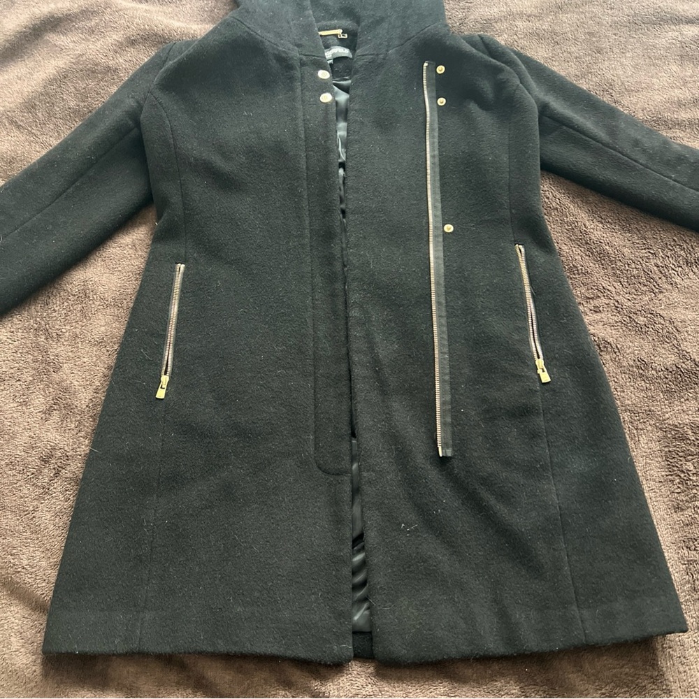 Karl Lagerfeld Black Trench Coat with Hood